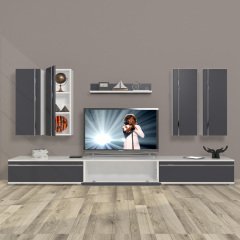 Decoraktiv Eko 8D Mdf Tv Ünitesi Tv Sehpası Beyaz - Antrasit
