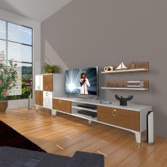 Decoraktiv Eko On Mdf Dvd Gold Tv Ünitesi Tv Sehpası Beyaz - Ceviz
