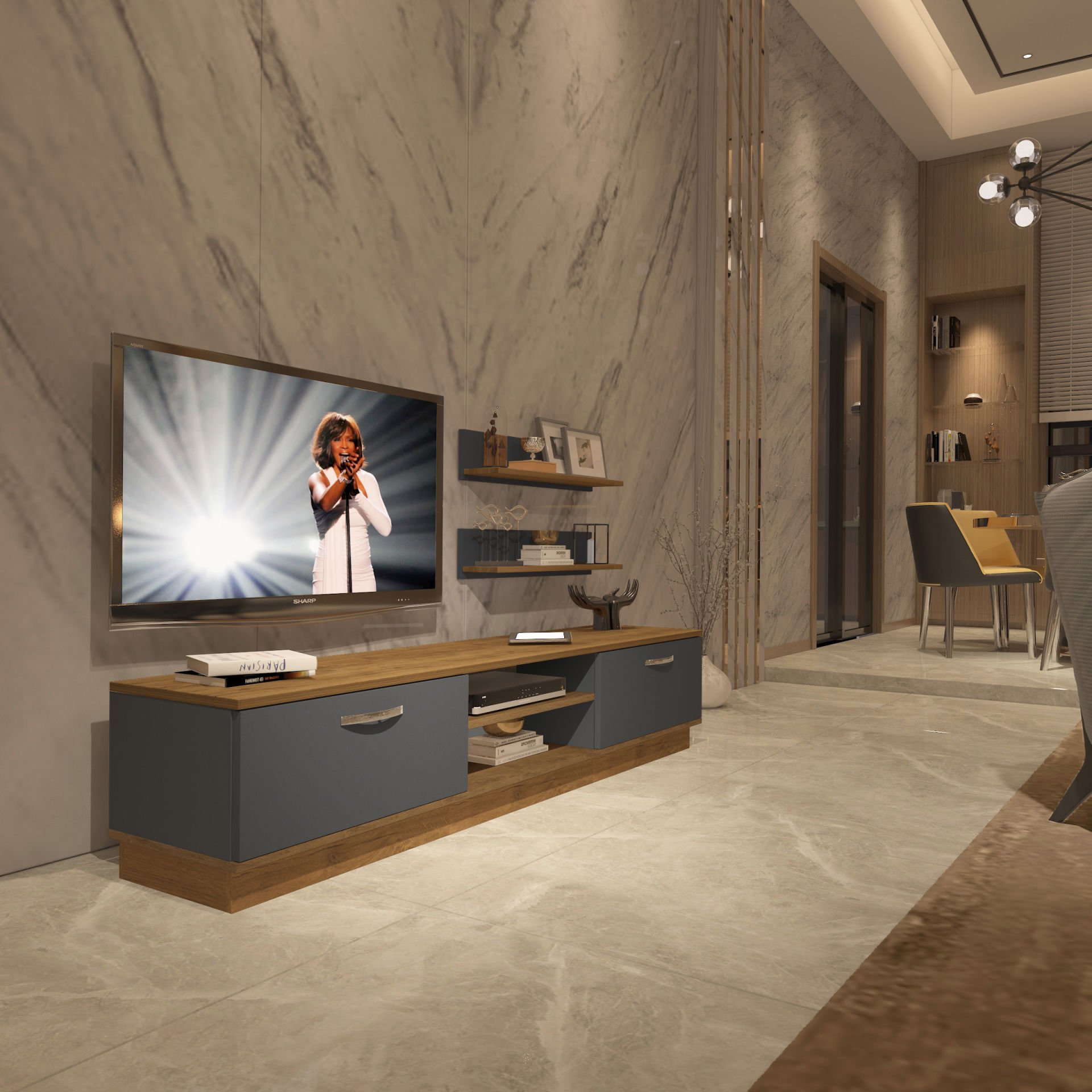 Decoraktiv Eko 4B Mdf Dvd Tv Ünitesi Tv Sehpası Pera - Antrasit
