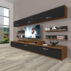 Decoraktiv Ekoflex 8Y Slm Tv Ünitesi Tv Sehpası Ceviz - Siyah