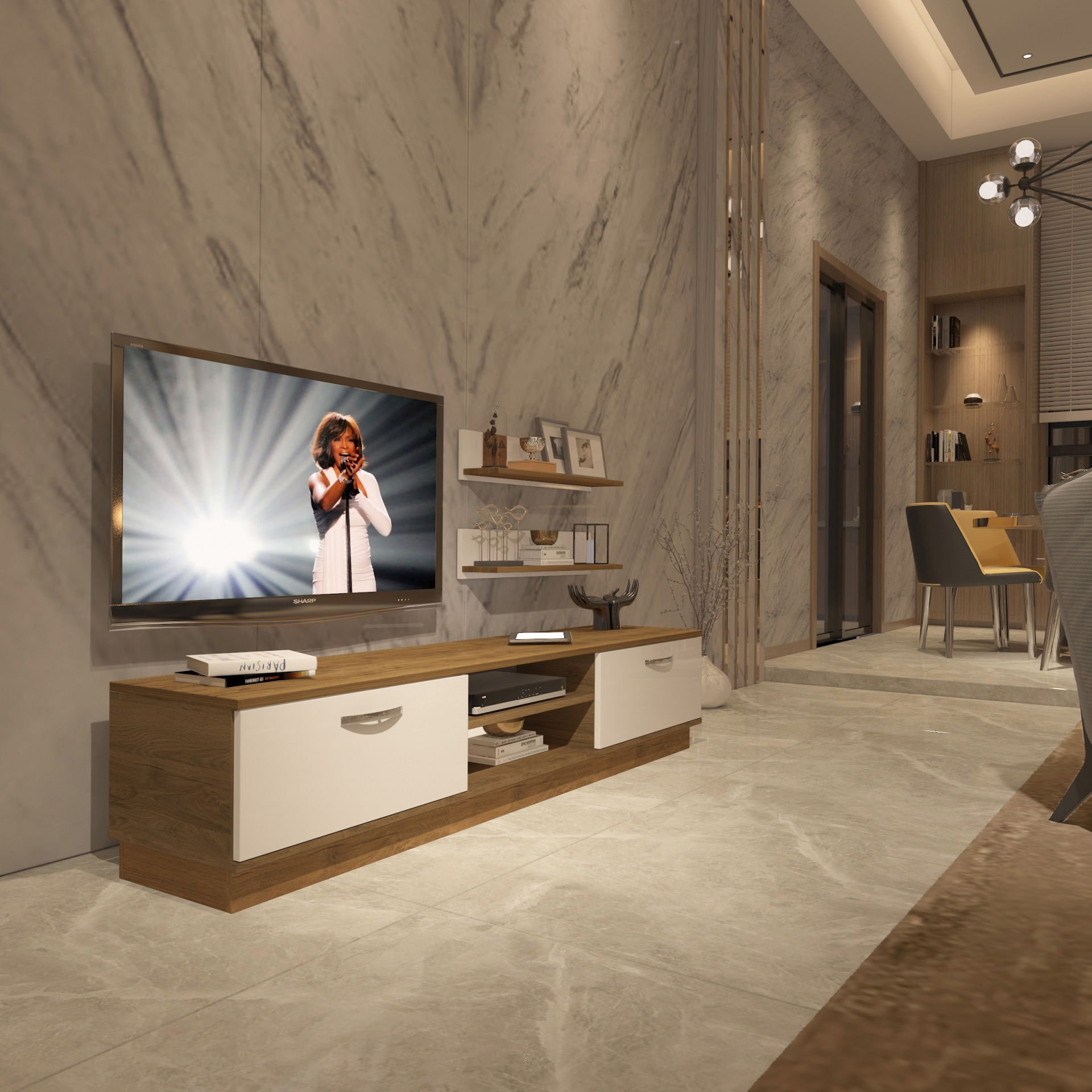 Decoraktiv Eko 4B Mdf Dvd Tv Ünitesi Tv Sehpası Pera - Beyaz