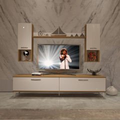 Decoraktiv Eko 5DA Mdf Std Silver Tv Ünitesi Tv Sehpası Pera - Beyaz