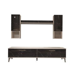Decoraktiv Eko 5DA Mdf Std Silver Tv Ünitesi Tv Sehpası Beyaz - Siyah Mermer