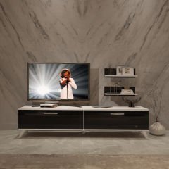 Decoraktiv Eko 4 Slm Std Retro Tv Ünitesi Tv Sehpası Beyaz - Siyah