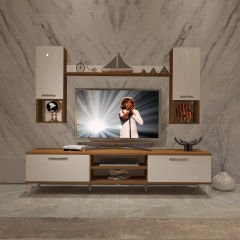 Decoraktiv Eko 5DA Mdf Dvd Silver Tv Ünitesi Tv Sehpası Ceviz - Beyaz