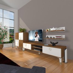 Decoraktiv Eko On Mdf Dvd Gold Tv Ünitesi Tv Sehpası Ceviz - Beyaz