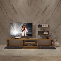 Decoraktiv Eko 4B Mdf Dvd Tv Ünitesi Tv Sehpası Pera - Siyah Mermer