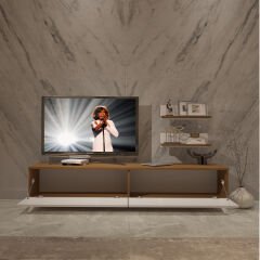 Decoraktiv Eko 4 Slm Std Retro Tv Ünitesi Tv Sehpası Ceviz - Beyaz
