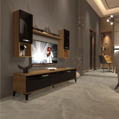 Decoraktiv Eko 5DA Mdf Std Silver Tv Ünitesi Tv Sehpası Pera - Siyah