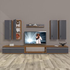 Decoraktiv Eko 8D Mdf Tv Ünitesi Tv Sehpası Ceviz - Antrasit