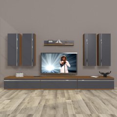 Decoraktiv Eko 8D Mdf Tv Ünitesi Tv Sehpası Ceviz - Antrasit