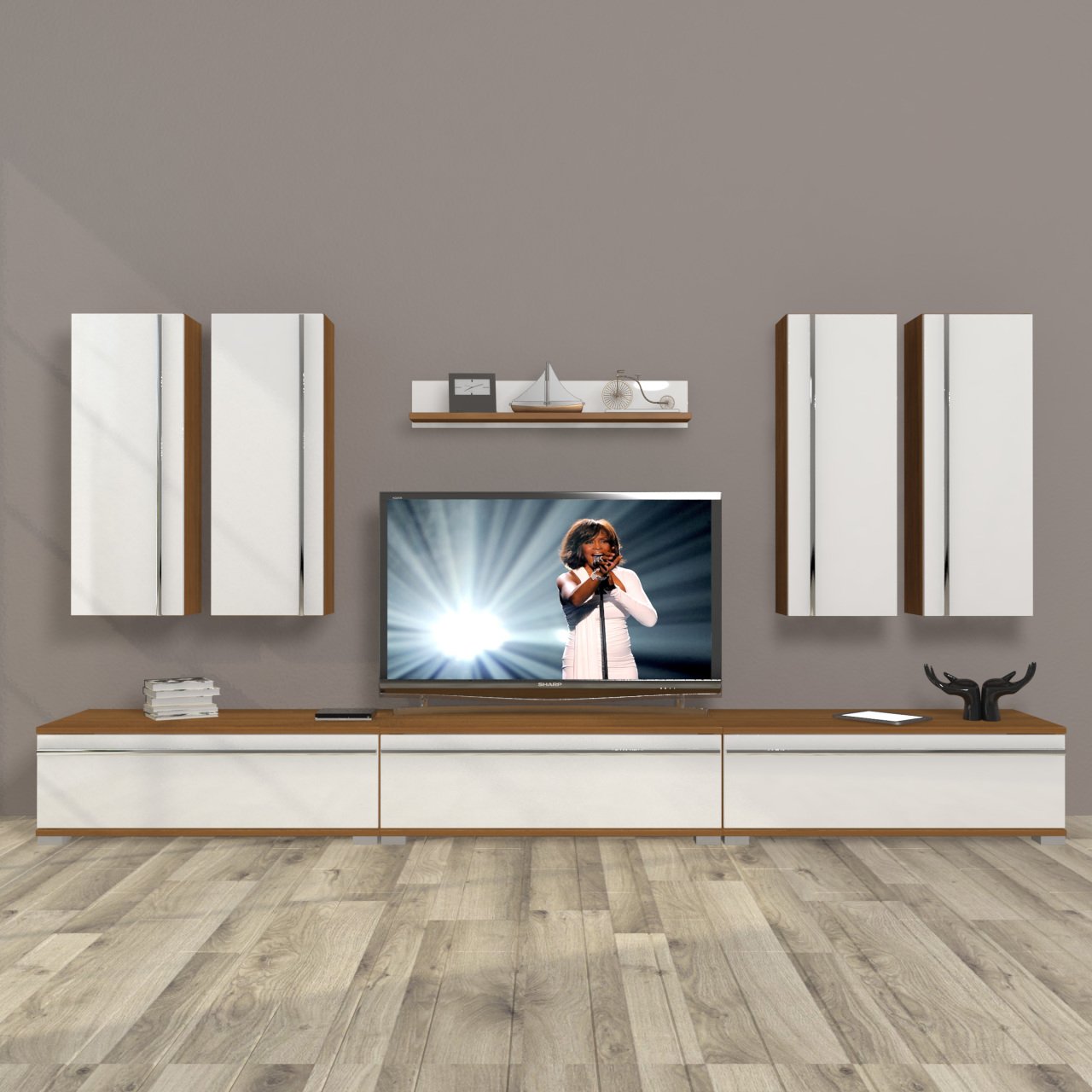 Decoraktiv Eko 8D Mdf Tv Ünitesi Tv Sehpası Ceviz - Beyaz