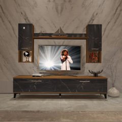Decoraktiv Eko 5DA Mdf Std Silver Tv Ünitesi Tv Sehpası Ceviz - Siyah Mermer