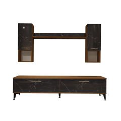 Decoraktiv Eko 5DA Mdf Std Silver Tv Ünitesi Tv Sehpası Ceviz - Siyah Mermer