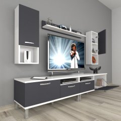 Decoraktiv Eko 5220DA Mdf Krom Ayaklı Tv Ünitesi Tv Sehpası Beyaz - Antrasit