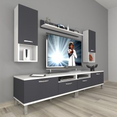 Decoraktiv Eko 5220DA Mdf Krom Ayaklı Tv Ünitesi Tv Sehpası Beyaz - Antrasit