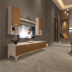 Decoraktiv Eko 5DA Slm Std Silver Tv Ünitesi Tv Sehpası Beyaz - Ceviz