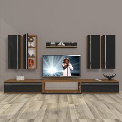 Decoraktiv Eko 8D Mdf Tv Ünitesi Tv Sehpası Ceviz - Siyah