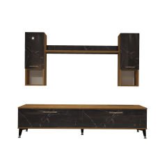 Decoraktiv Eko 5DA Mdf Std Silver Tv Ünitesi Tv Sehpası Pera - Siyah Mermer