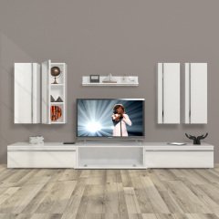 Decoraktiv Eko 8D Mdf Tv Ünitesi Tv Sehpası Parlak Beyaz