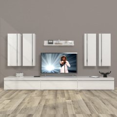 Decoraktiv Eko 8D Mdf Tv Ünitesi Tv Sehpası Parlak Beyaz