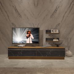 Decoraktiv Eko 4B Mdf Std Tv Ünitesi Tv Sehpası Pera - Siyah Mermer