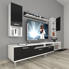 Decoraktiv Eko 5220DA Mdf Krom Ayaklı Tv Ünitesi Tv Sehpası Beyaz - Siyah