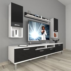 Decoraktiv Eko 5220DA Mdf Krom Ayaklı Tv Ünitesi Tv Sehpası Beyaz - Siyah