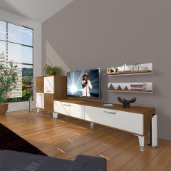 Decoraktiv Eko On Slm Std Silver Tv Ünitesi Tv Sehpası Ceviz - Beyaz
