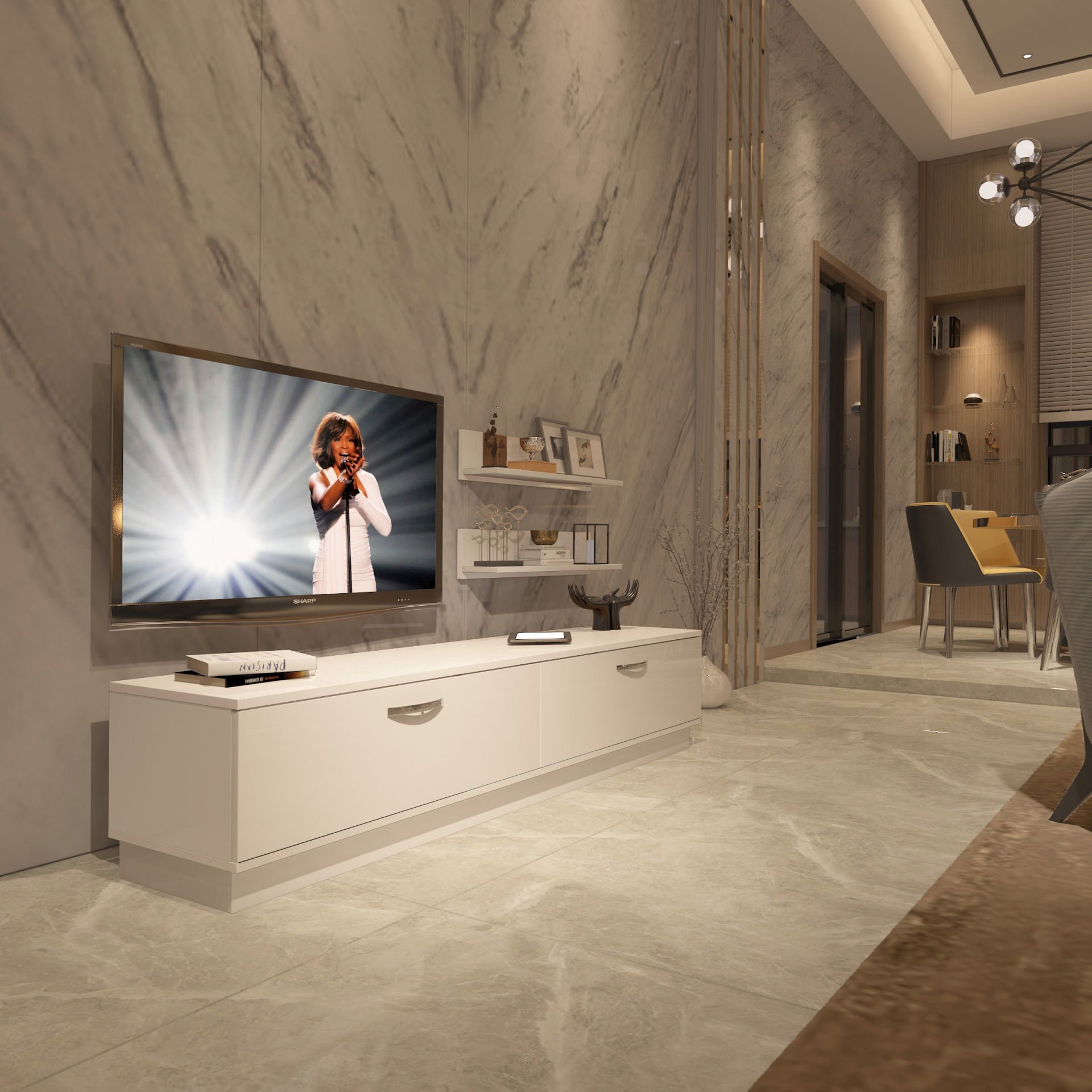 Decoraktiv Eko 4B Slm Std Tv Ünitesi Tv Sehpası Parlak Beyaz