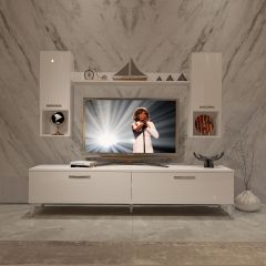 Decoraktiv Eko 5DA Slm Std Silver Tv Ünitesi Tv Sehpası Parlak Beyaz