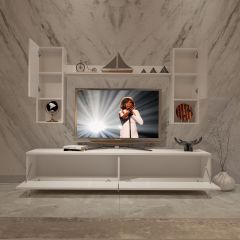 Decoraktiv Eko 5DA Slm Std Silver Tv Ünitesi Tv Sehpası Parlak Beyaz