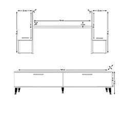 Decoraktiv Eko 5DA Slm Std Silver Tv Ünitesi Tv Sehpası Parlak Beyaz