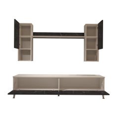 Decoraktiv Eko 5DA Mdf Std Gold Tv Ünitesi Tv Sehpası Beyaz - Siyah Mermer