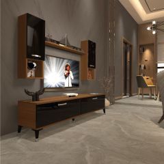 Decoraktiv Eko 5DA Slm Std Silver Tv Ünitesi Tv Sehpası Ceviz - Siyah