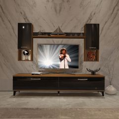Decoraktiv Eko 5DA Slm Std Silver Tv Ünitesi Tv Sehpası Ceviz - Siyah