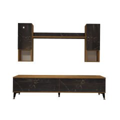 Decoraktiv Eko 5DA Mdf Std Gold Tv Ünitesi Tv Sehpası Pera - Siyah Mermer