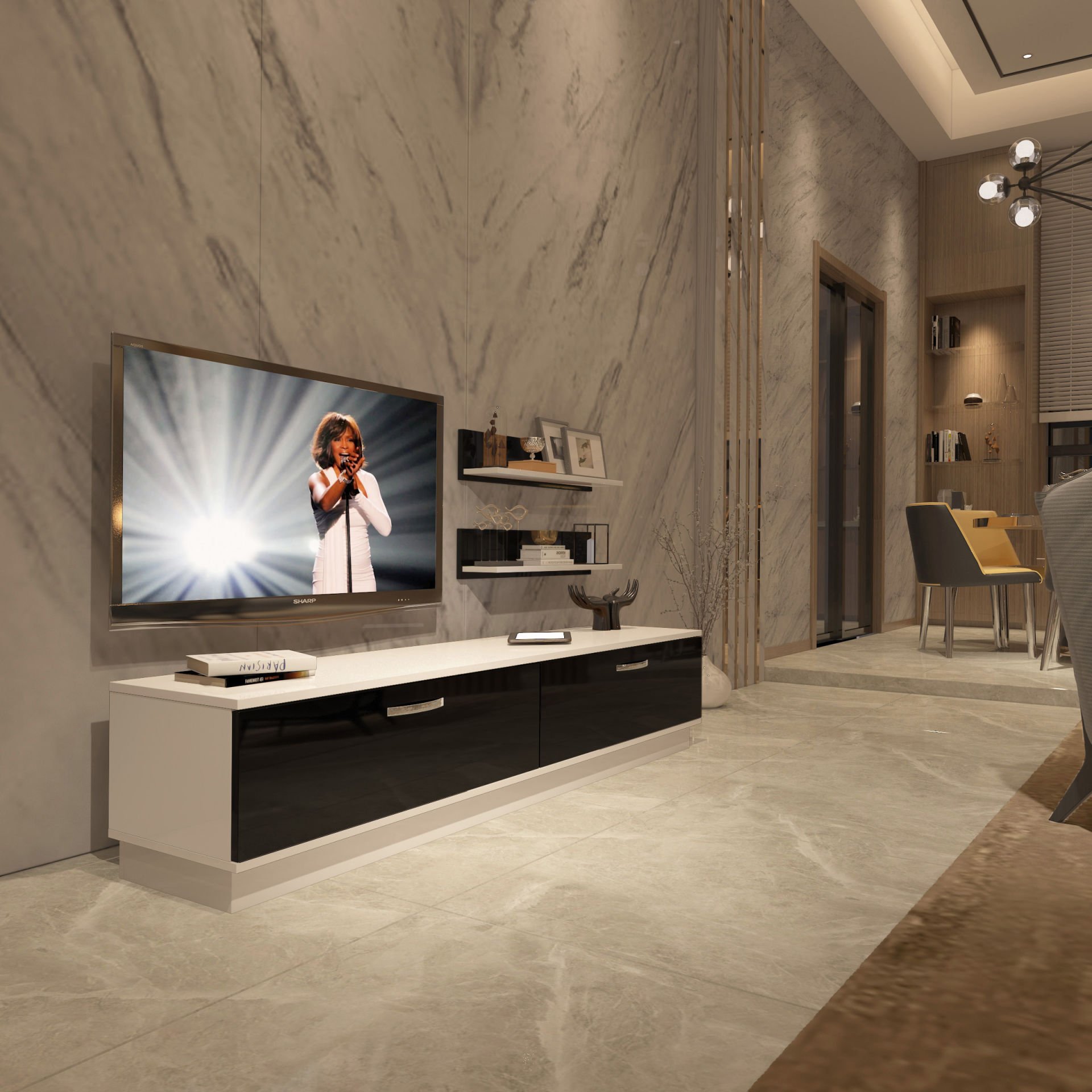 Decoraktiv Eko 4B Slm Std Tv Ünitesi Tv Sehpası Beyaz - Siyah