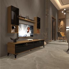 Decoraktiv Eko 5DA Mdf Std Gold Tv Ünitesi Tv Sehpası Pera - Siyah