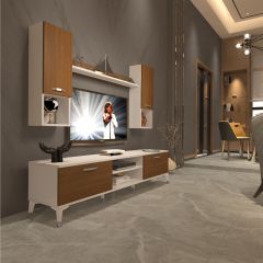 Decoraktiv Eko 5DA Slm Dvd Silver Tv Ünitesi Tv Sehpası Beyaz - Ceviz