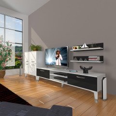 Decoraktiv Eko On Slm Dvd Silver Tv Ünitesi Tv Sehpası Beyaz - Siyah