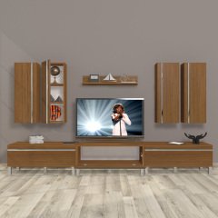 Decoraktiv Eko 8D Mdf Krom Ayaklı Tv Ünitesi Tv Sehpası Ceviz