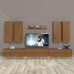 Decoraktiv Eko 8D Mdf Krom Ayaklı Tv Ünitesi Tv Sehpası Ceviz