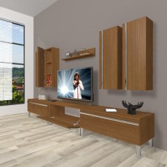 Decoraktiv Eko 8D Mdf Krom Ayaklı Tv Ünitesi Tv Sehpası Ceviz