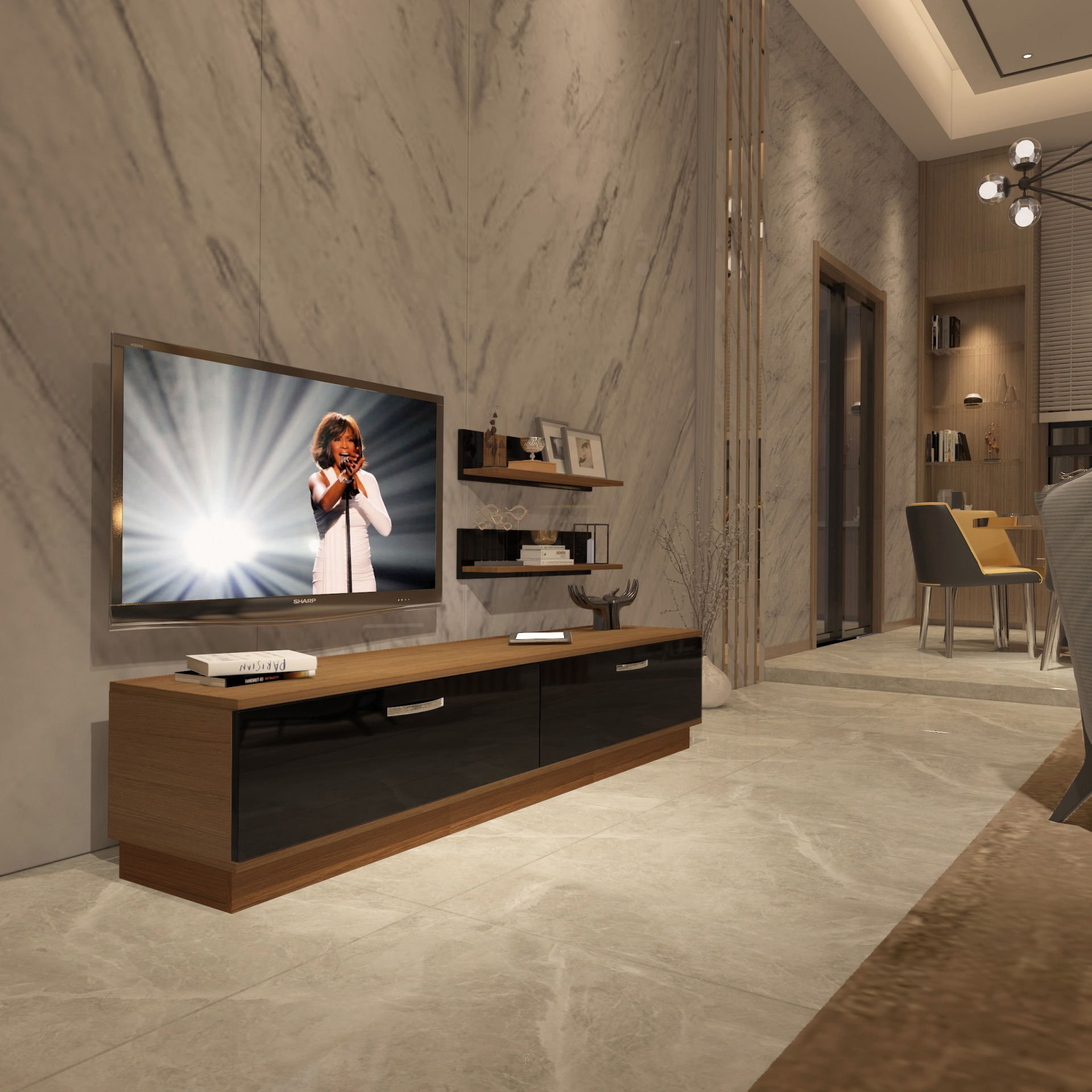 Decoraktiv Eko 4B Slm Std Tv Ünitesi Tv Sehpası Ceviz - Siyah