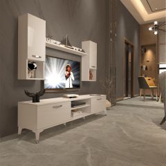 Decoraktiv Eko 5DA Slm Dvd Silver Tv Ünitesi Tv Sehpası Parlak Beyaz