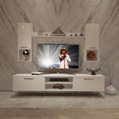 Decoraktiv Eko 5DA Slm Dvd Silver Tv Ünitesi Tv Sehpası Parlak Beyaz