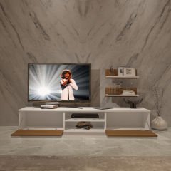 Decoraktiv Eko 4B Slm Dvd Tv Ünitesi Tv Sehpası Beyaz - Ceviz