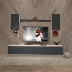 Decoraktiv Eko 5DAB Mdf Std Tv Ünitesi Tv Sehpası Beyaz - Antrasit