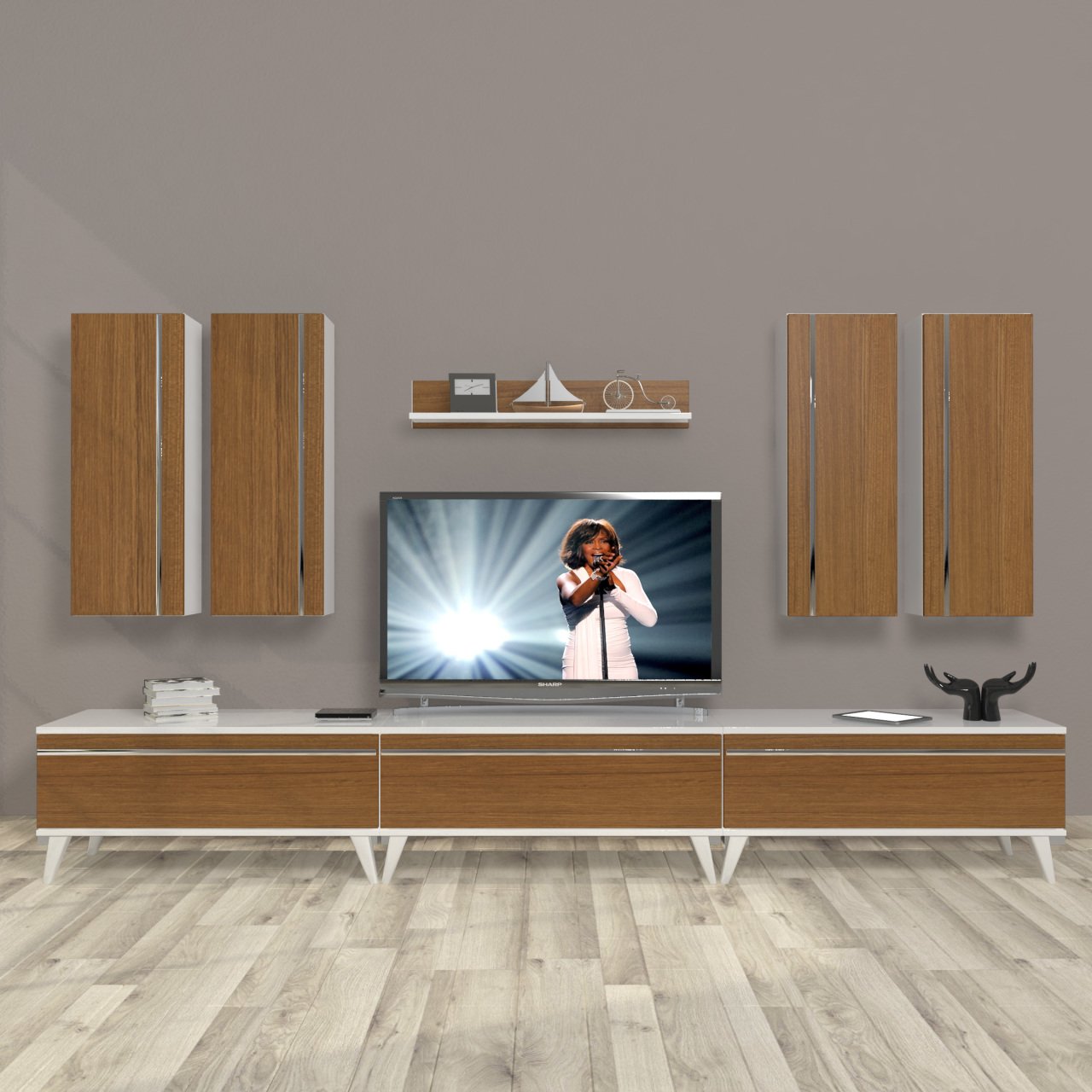 Decoraktiv Eko 8D Mdf Retro Tv Ünitesi Tv Sehpası Beyaz - Ceviz